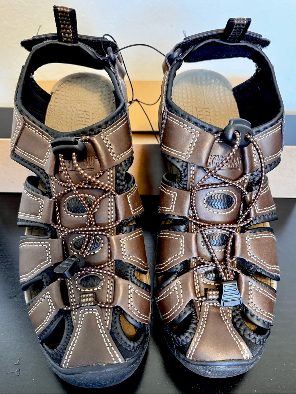 Khombu Brown and Black Athletic Sandals